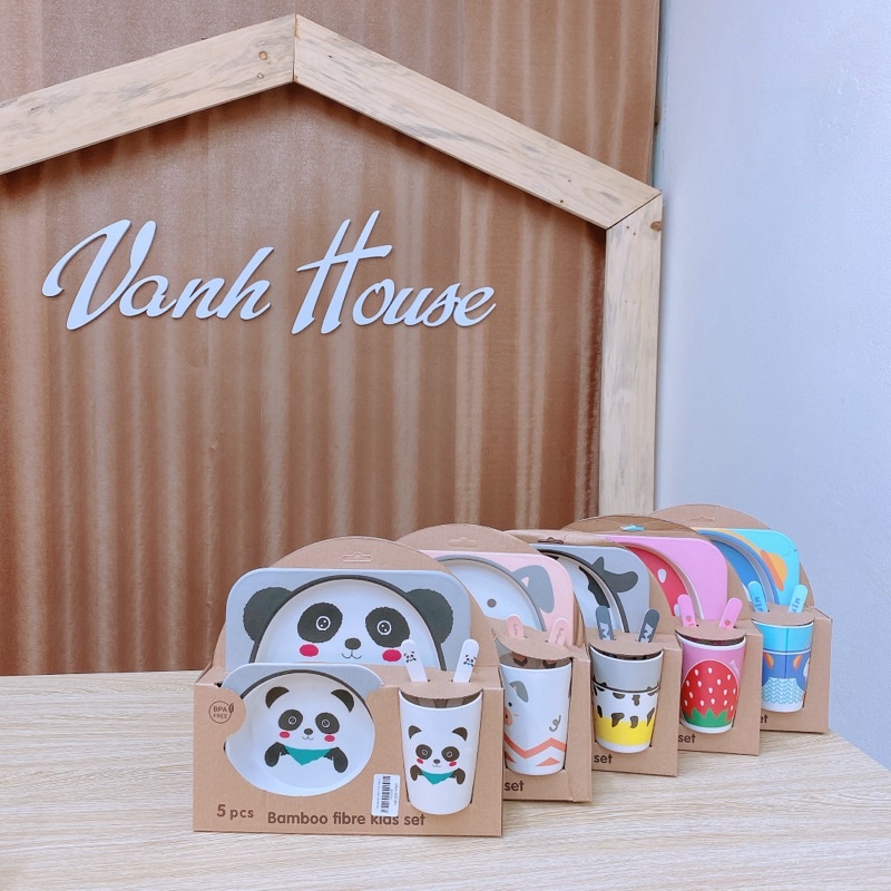 Set bộ bát ăn cơm lúa mạch cao cấp 5 chi tiết cho bé yêu