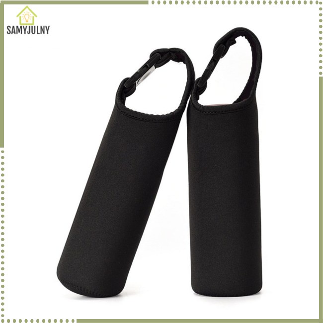 Vỏ Bọc Bình Nước Famyjulny 500mL Bằng Cao Su Tổng Hợp Cách Nhiệt Chống Thấm Nước Màu Đen Có Quai Xách