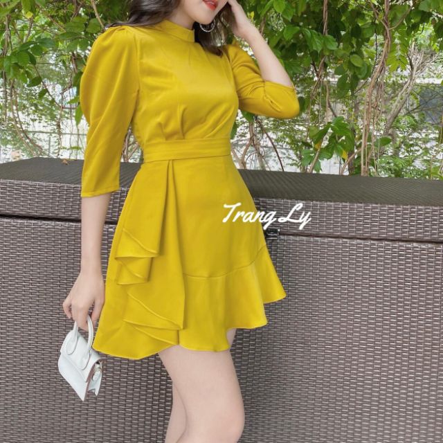 203k đầm tiểu thư dáng dài kèm đây cột
