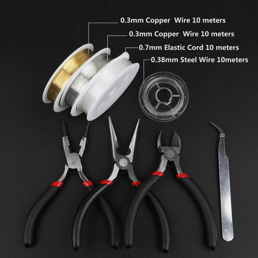 Set nhíp và kìm + 4 cuộn dây Beadia làm trang sức