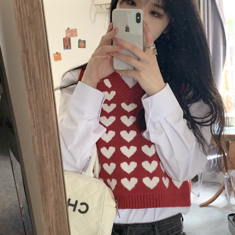 Áo dệt kim không tay phong cách Hàn Quốc xinh xắn dành cho nữ