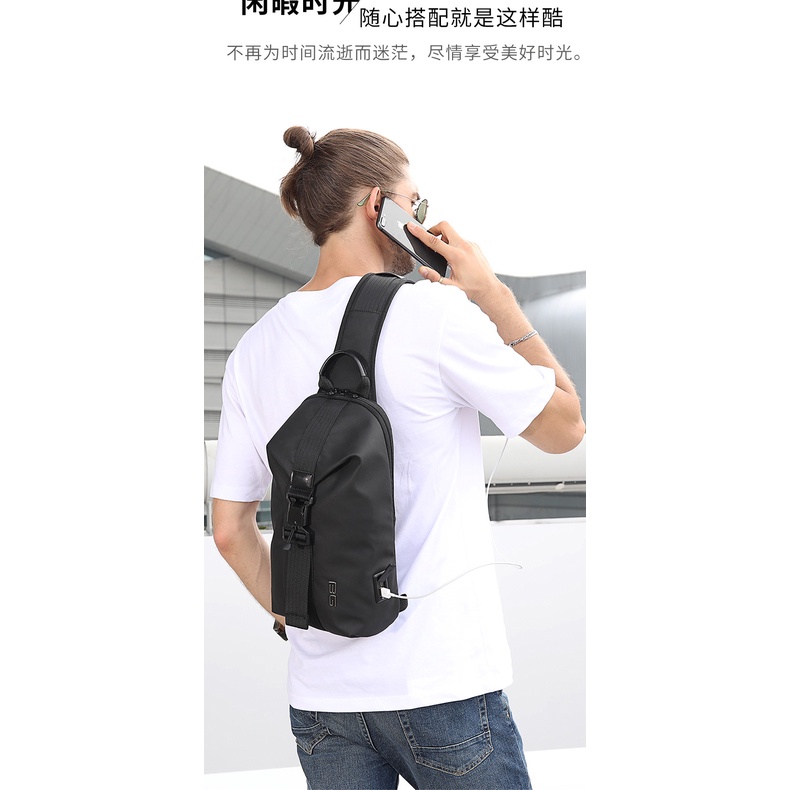 Bange men's fashion chest bag summer Joker personality shoulder messenger bag usb cut-proof fabric sports bag BG-77173