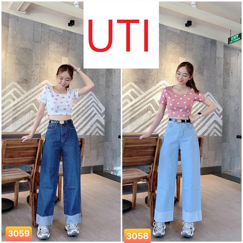 QUẦN JEAN ỐNG RỘNG NỮ GẬP GẤU MÀU XANH NHẠT, XANH ĐẬM CAO CẤP UTI ĐỦ SIZE S, M, L SIÊU CÁ TÍNH, THỜI TRANG HOT HIT