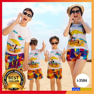 [BÁN SIÊU CHẠY] I3504 Áo Thun Gia Đình In Họa Tiết Biển Mùa Hè