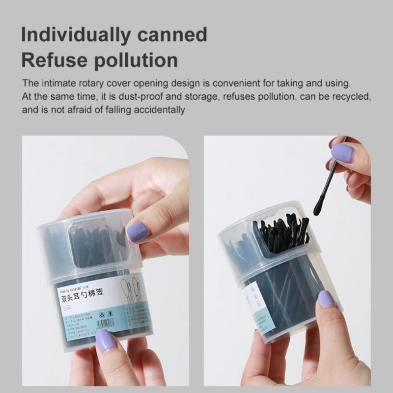 100 Cái / Hộp Bông Tai Bằng Nhựa Cho Bé Thìa Bông Tăm Bông Làm Sạch Giấy Thấm