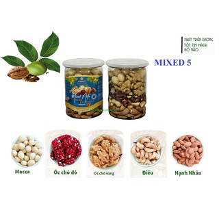 [Giá TỐT] Mixed 5 loại hạt tách vỏ( Óc chó ĐỎ/Óc chó Vàng/mắc ca/hạnh nhân/hạt điều ) NK Mỹ/ Úc