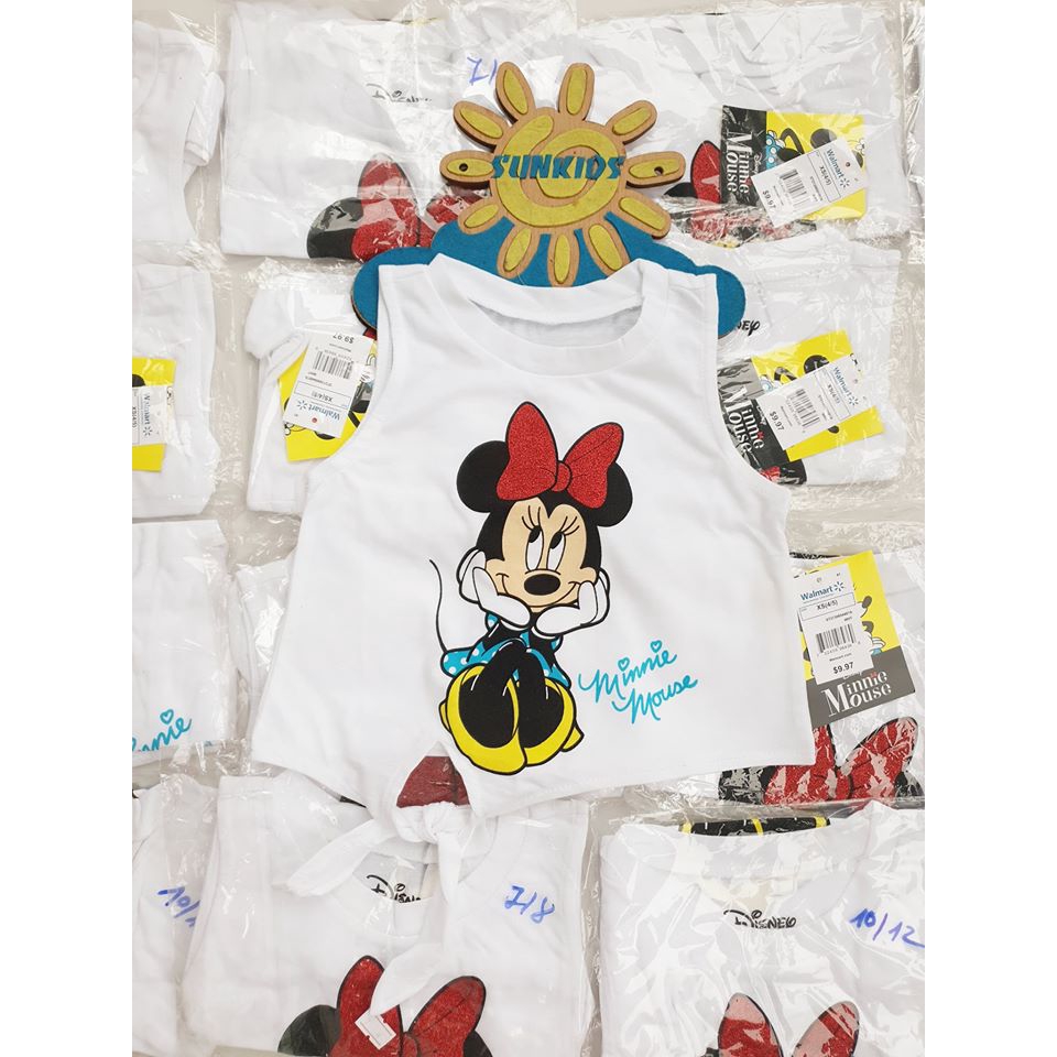 Áo bé gái buộc dây Mickey Disney chất cotton