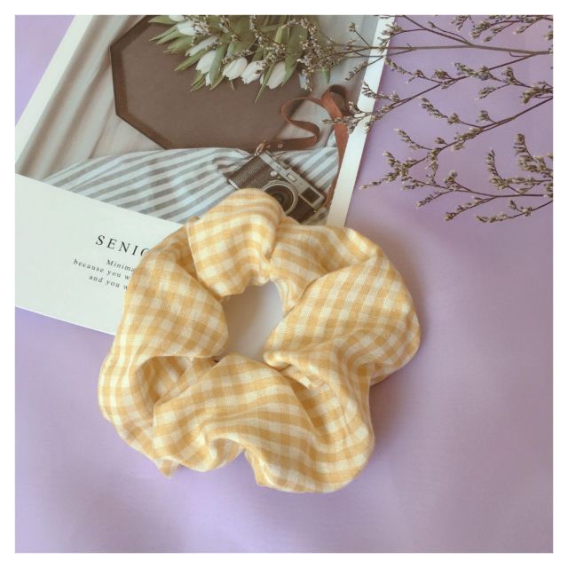 Dây buộc tóc vải hottrend thời trang - Scrunchies kẻ nhỏ siêu xinh - Quà tặng bạn nữ đẹp rẻ