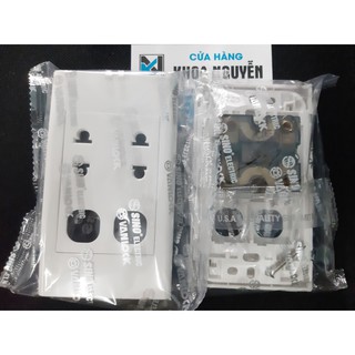 Ổ cắm đôi 2 chấu 16A + 2 lổ công tắc sino S18U2XX
