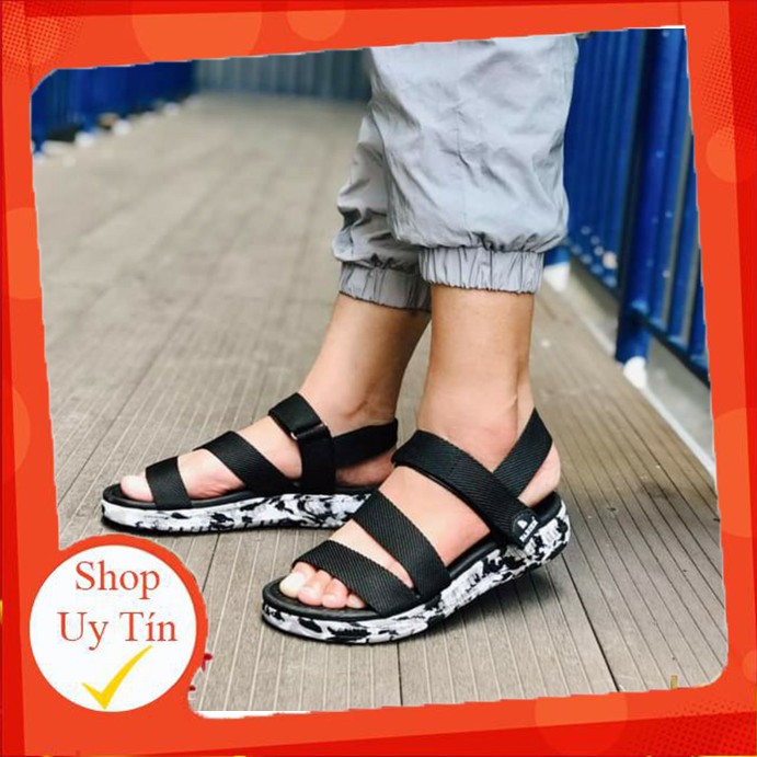 Giày sandal nam nữ FACOTA camo đen lính quai dù, đi học [Freeship]