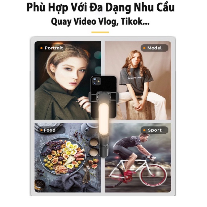 Tay cầm chống rung điện thoại L09✅BH 18 THÁNG✅trang bị thêm đèn led trợ sáng, Gymbal quay vlog - youtube - tiktok