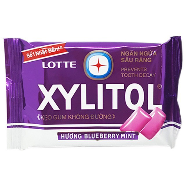 vỉ kẹo cao su lotte xylitol các vị không đường 11,6g