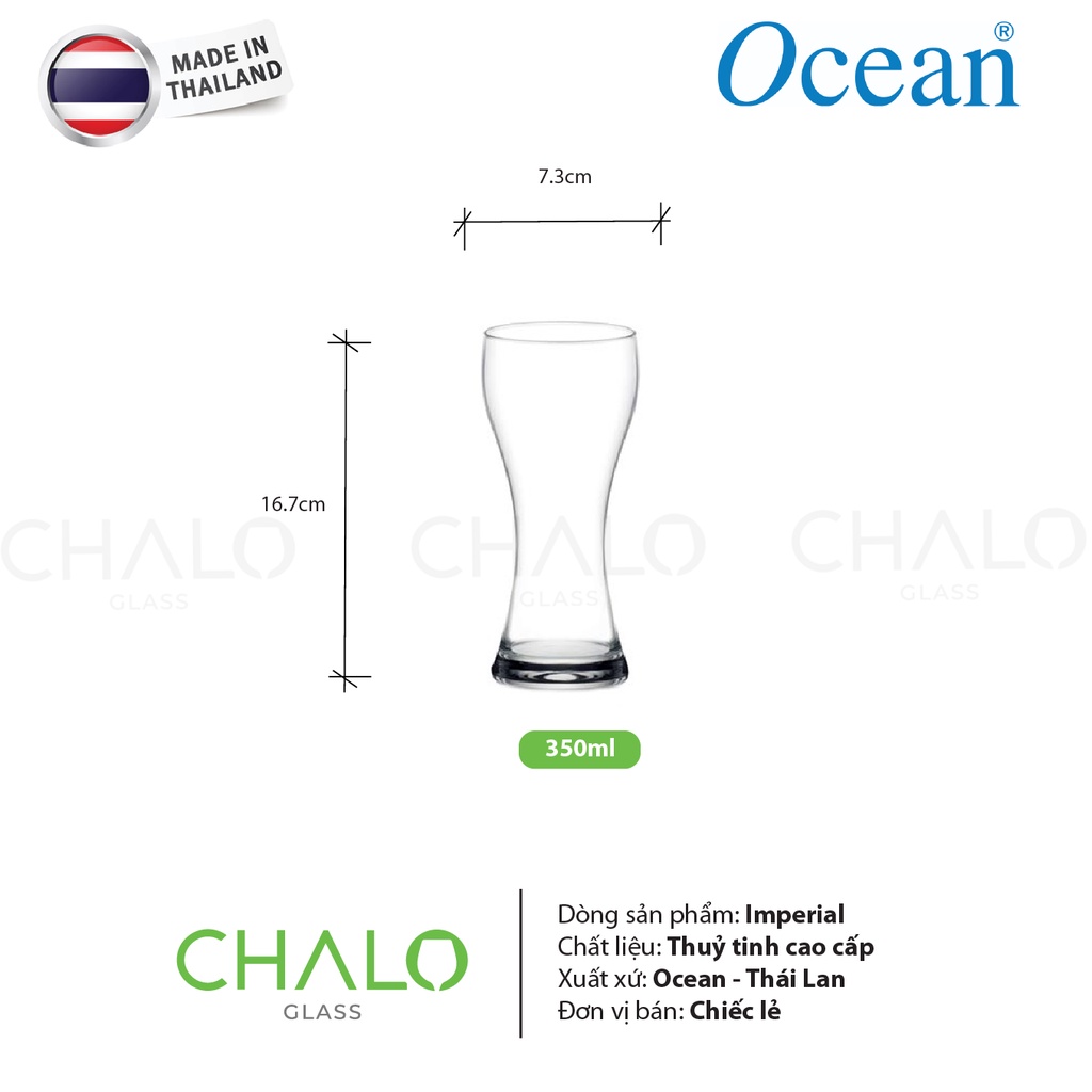 Ly thủy tinh uống bia dáng eo Ocean Imperial 350ml - 3412 [Made in Thailand]
