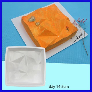 HCM - Khuôn silicon vuông sọc kim cương làm bánh kem gato 16cm