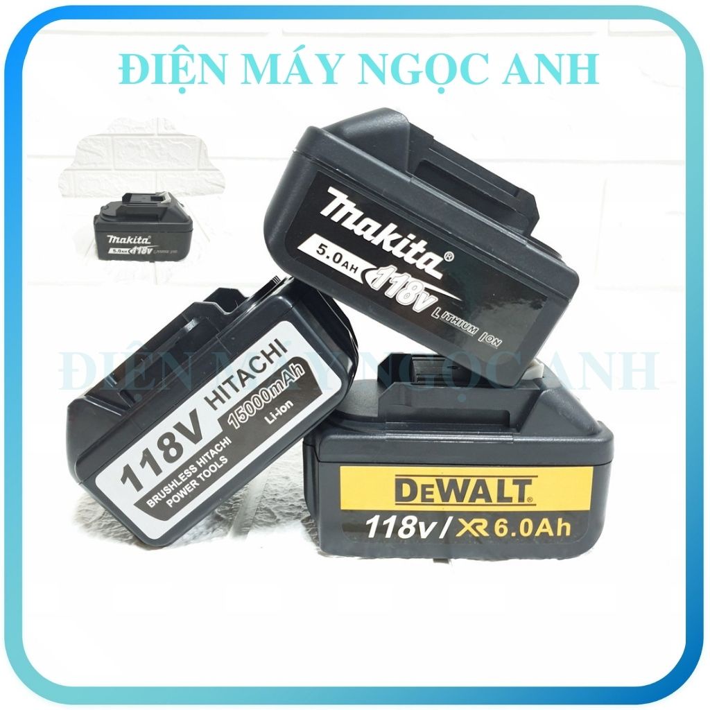 Pin máy khoan siết bắn bắt vít bulong không chổi than hitachi makita dewalt máy 10 Cell màu tím 199V, 118V