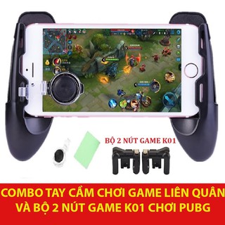 [Giá hủy diệt] Combo Tay cầm Chơi Game Liên Quân PUBG ROS và Bộ 2 nút bấm hỗ trợ chơi PUBG K01