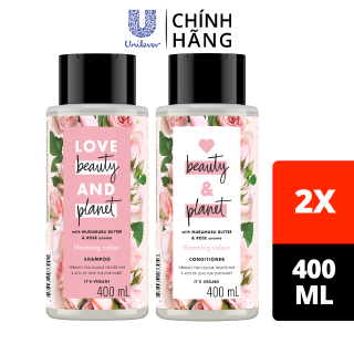 Bộ Sản Phẩm Dầu Gội Và Dầu Xả Thể Love Beauty And Planet Cho Tóc Nhuộm 400ml x 2