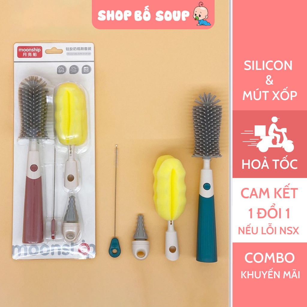 Cọ Bình Sữa Silicon Cao Cấp Moonship Cho Bé
