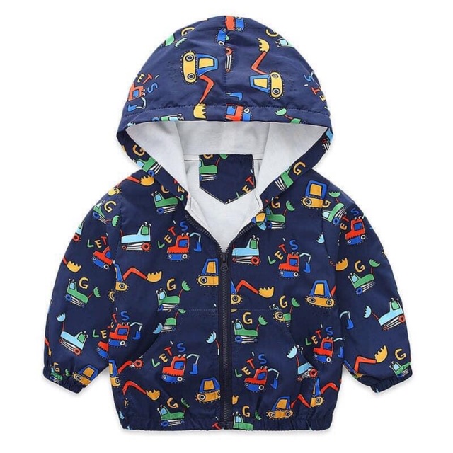 Áo khoác gió hoạ tiết xe cẩu