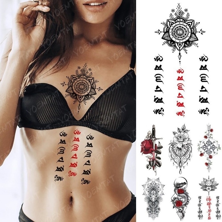 Hình Xăm Tạm Thời Chống Thấm Nước Hình Hoa Mận Nở Màu Đen Flash Thời Trang