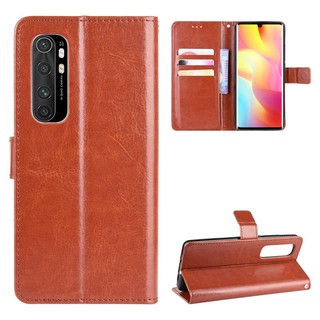 Bao da PU điện thoại nắp lật kèm ngăn đựng thẻ cho Xiaomi Mi Note 10 Lite