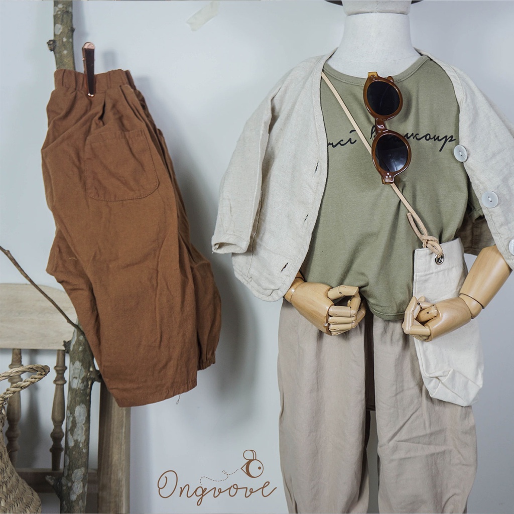 Áo phông cho bé Ongvove - Chất liệu cotton mềm mịn, thiết kế dáng basic style hàn quốc, kiểu dáng năng động 21D402SK101