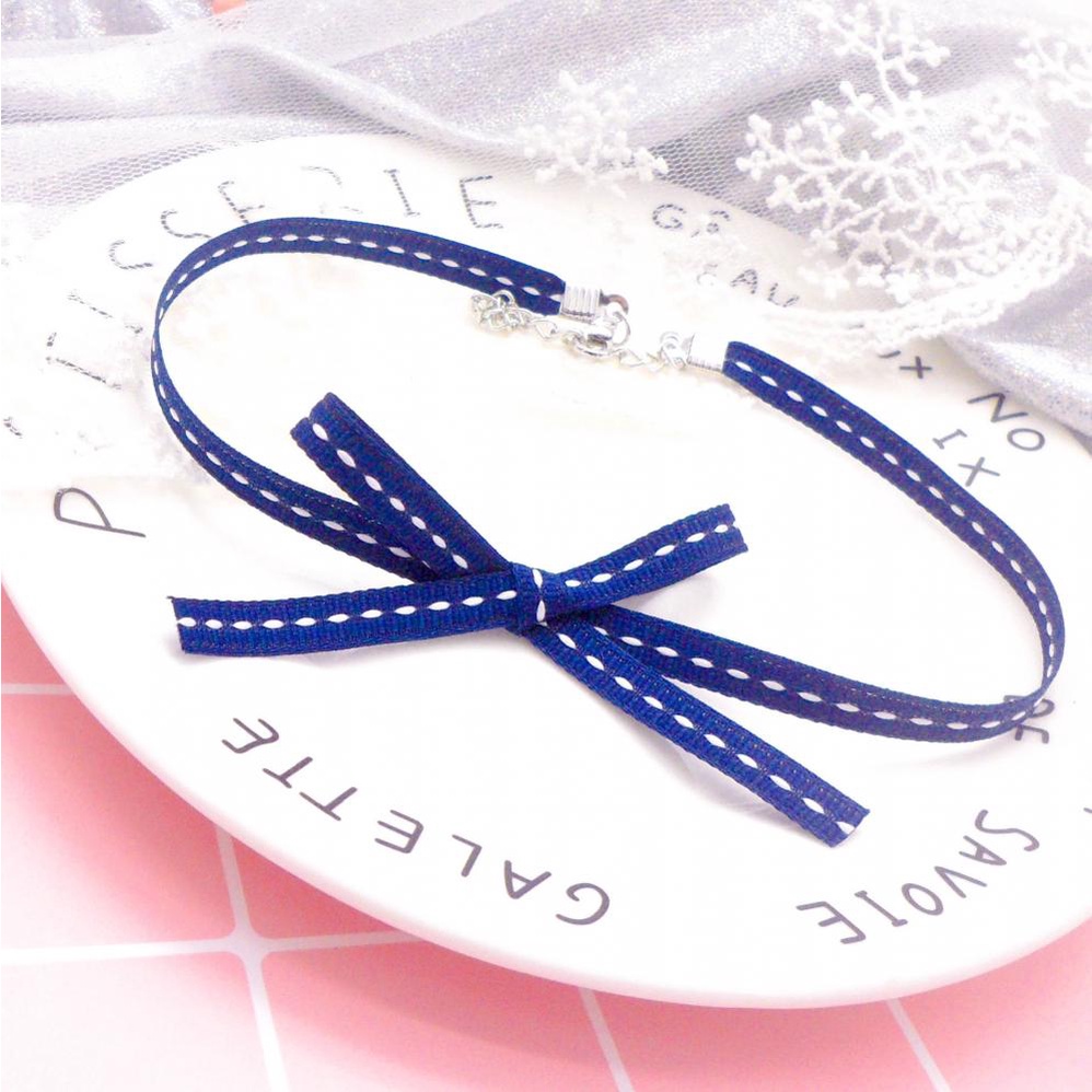 Vòng Cổ Choker Ngắn Xương Quai Xanh Thắt Nơ Họa Tiết Caro Phong Cách Đường Phố Cho Nữ