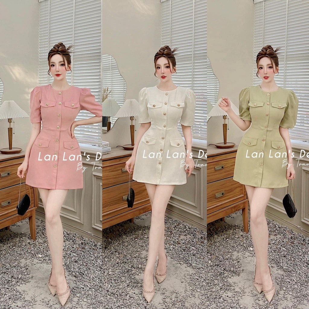 Đầm váy nữ xòe đính nút với 5 màu tôn da, tôn dáng dành cho các tình yêu đi chơi, dự tiệc là siêu xinh, sang chảnh