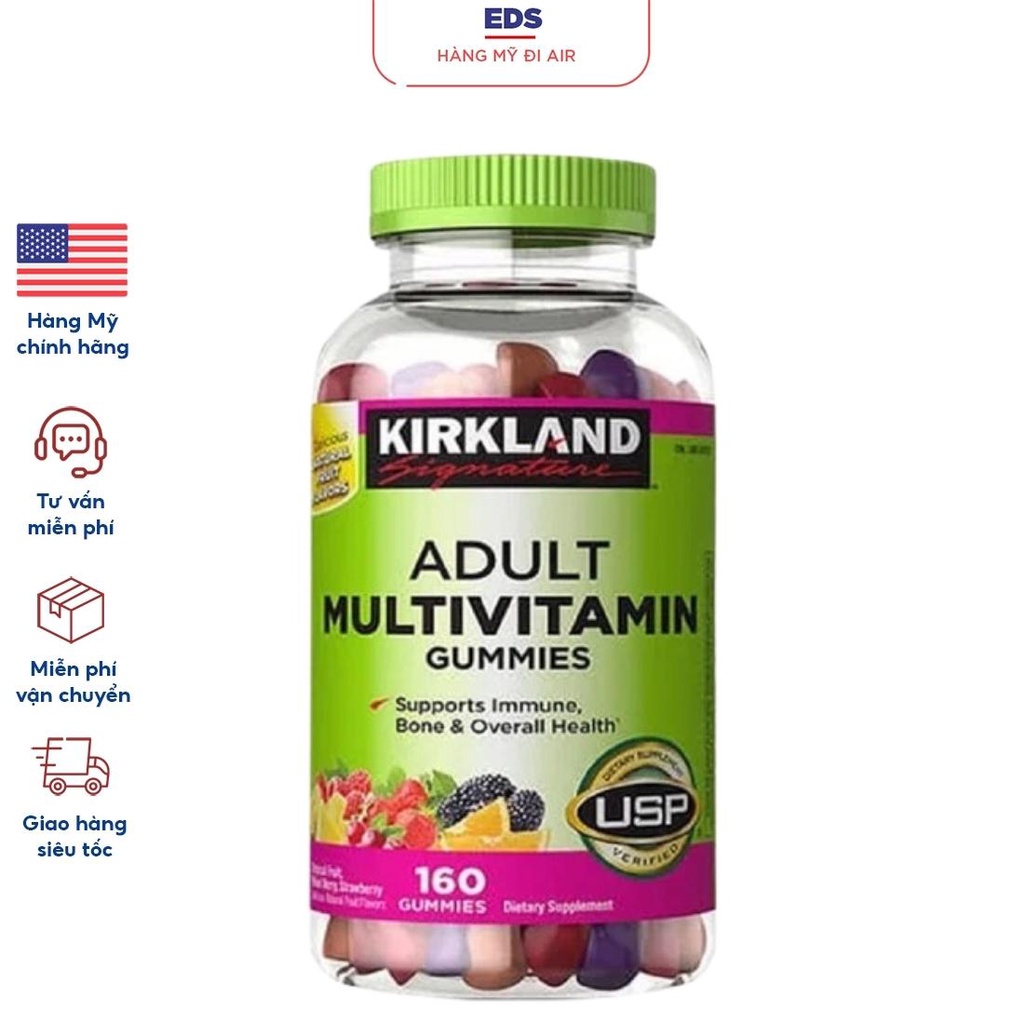 Kẹo dẻo vitamin tổng hợp 1/2024 dành cho người từ 16 tuổi Kirkland Signature Adult Multivitamin Gummies - EDS Hàng Mỹ