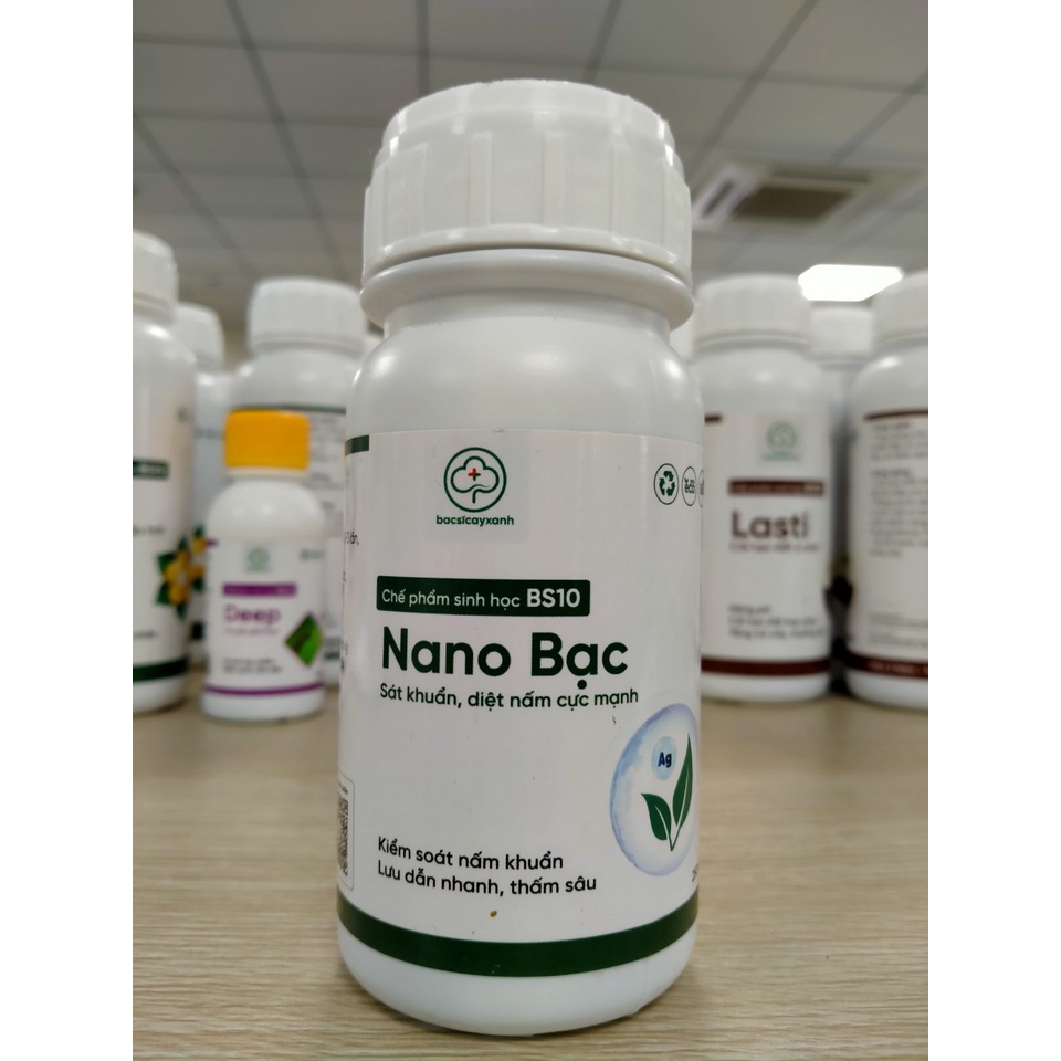 Nano Bạc đậm đặc phòng trị bệnh, sát khuẩn, diệt nấm cho cây trồng BS10 250ml NSX Bacsicayxanh