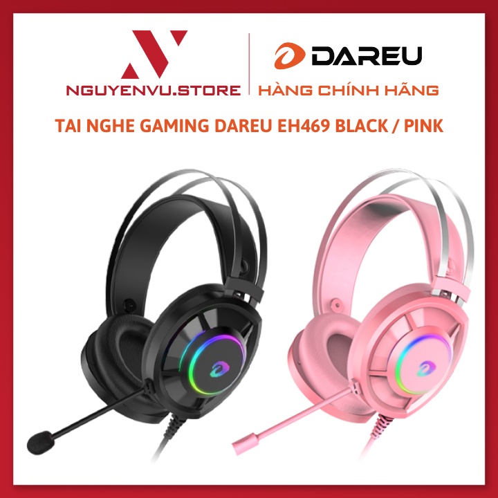 Tai nghe Gaming Dareu EH469 RGB Black / Pink - Hàng Chính Hãng