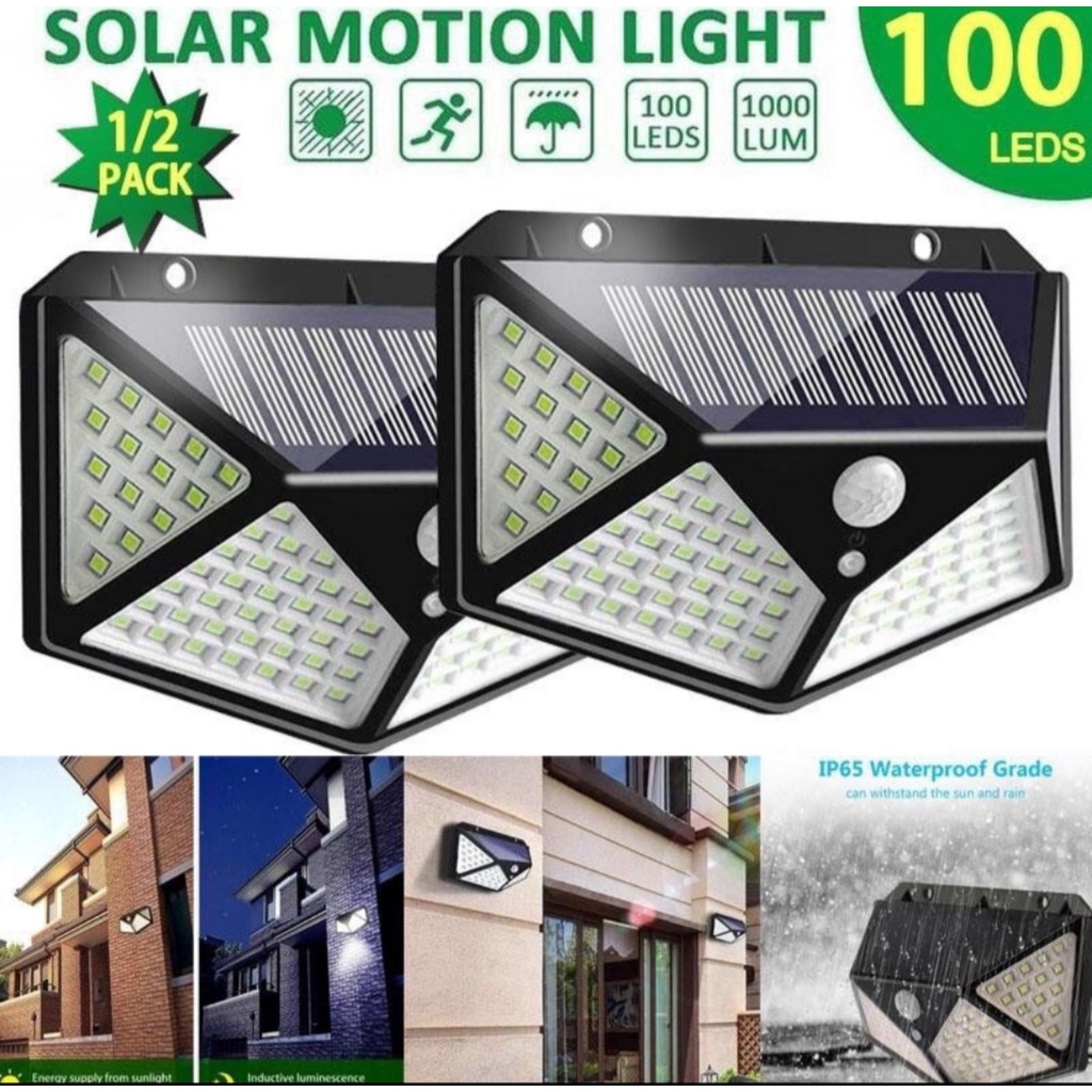 Đèn Led Năng Lượng Mặt Trời Cảm Ứng Chống Nước🍀FREESHIP🍀Đèn Led Siêu Sáng 100 Bóng Led, Sáng Đa Góc
