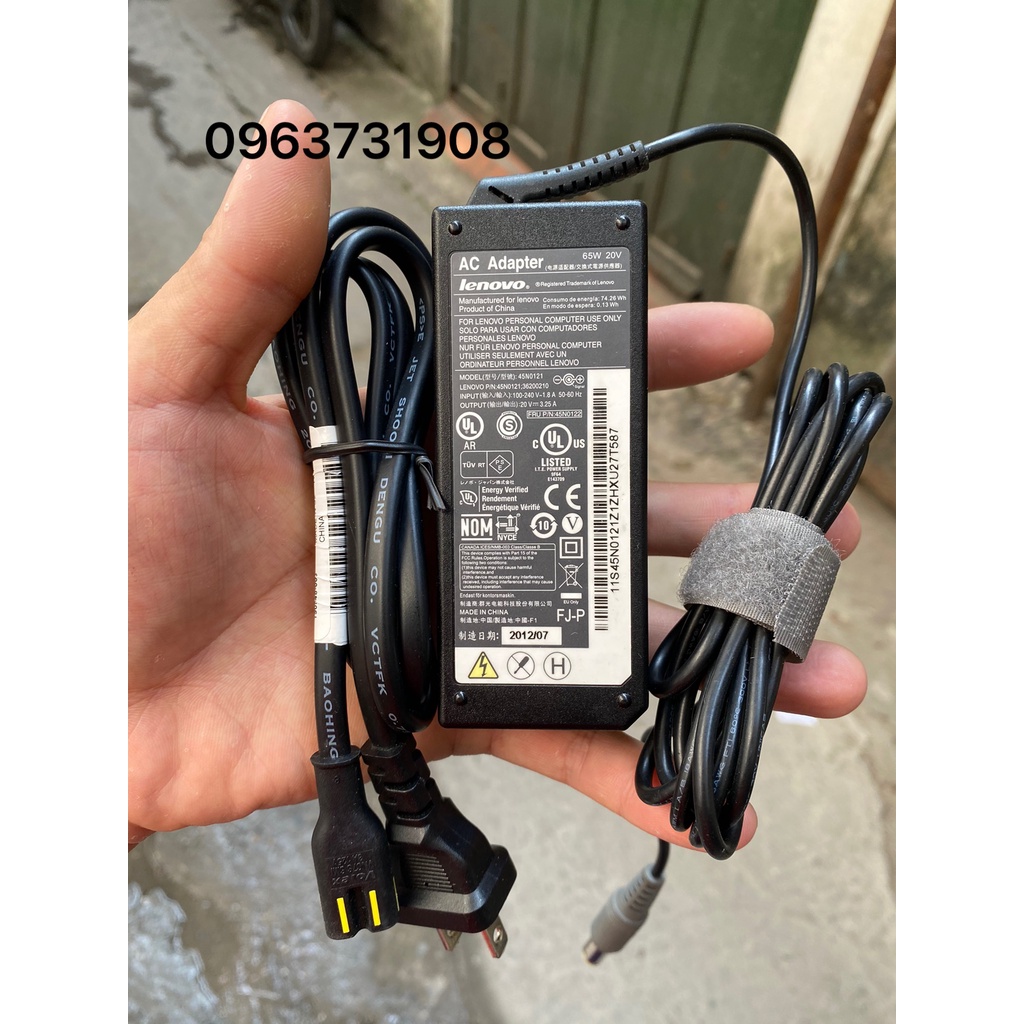 Sạc lenovo thinkpad 65w 20v-3.25A đầu tròn to zin nguyên bản Lenovo