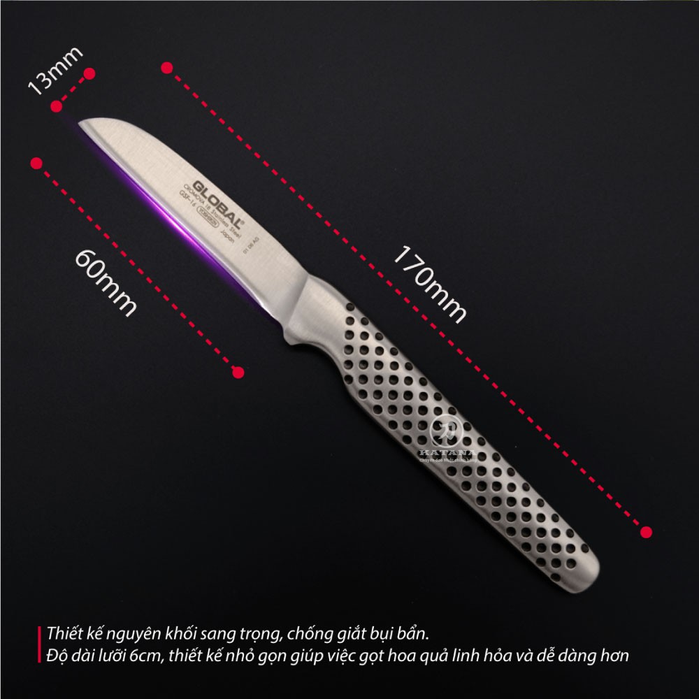 Dao bếp Nhật cao cấp Global GSF16 Peeling Knife, Straight - Dao bóc gọt hoa quả (60mm)