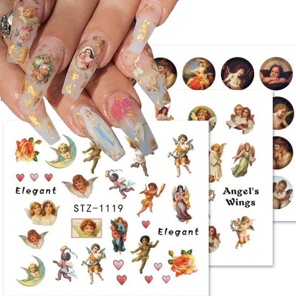 Set 5 nhãn dán trang trí móng tay nghệ thuật tự làm