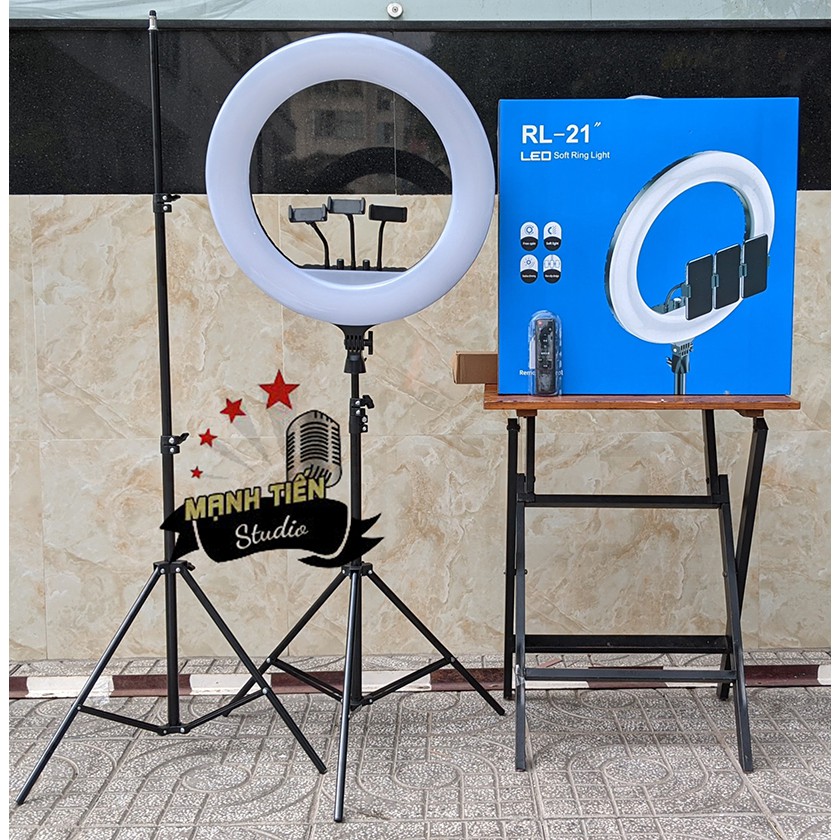 ĐÈN LIVE STREAM 54 CM - chuyển đổi 3 màu đèn 3 kẹp điện thoại tiện lợi cho make up, live stream, bigo - tiktok