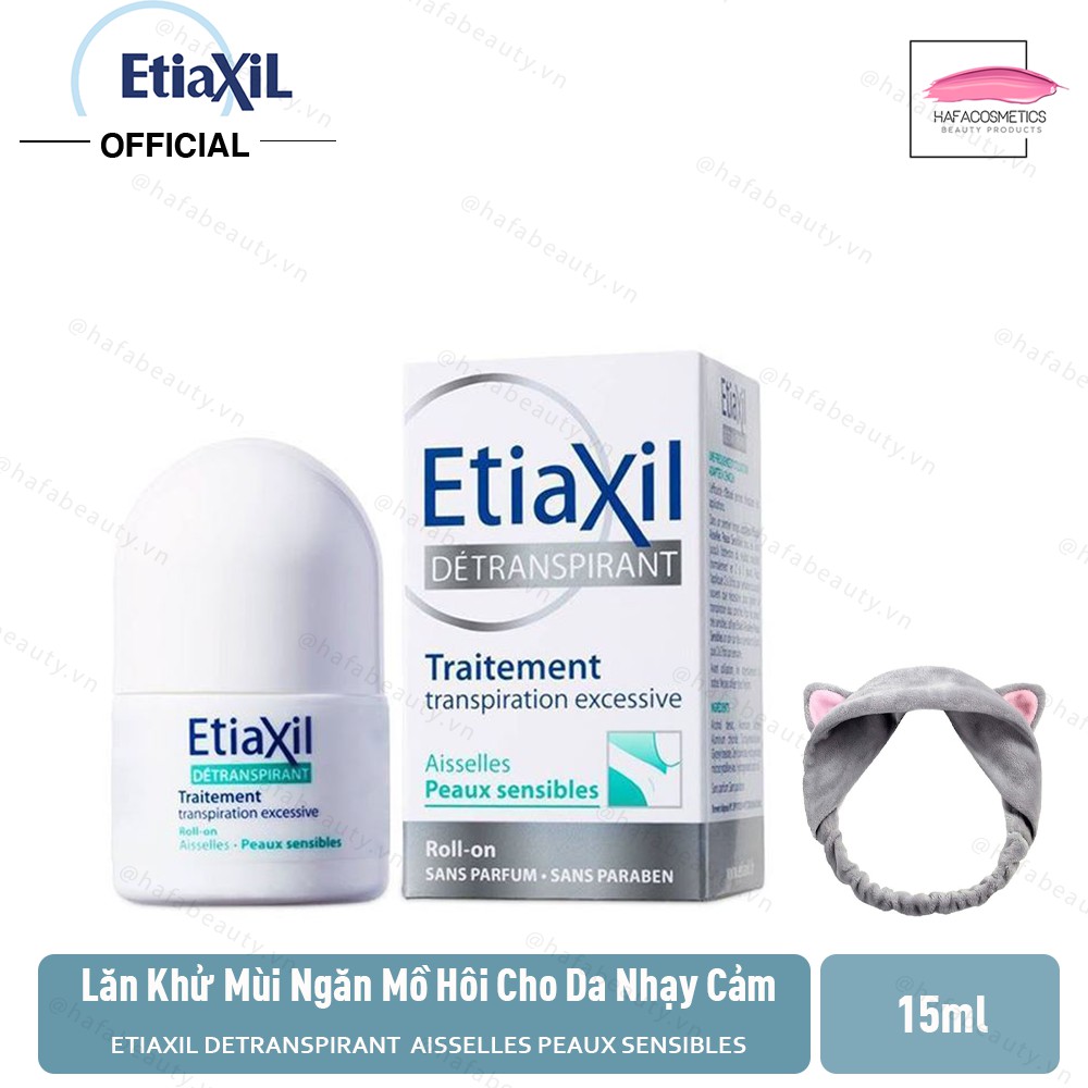 Lăn khử mùi Etiaxil Détranspirant Aisselles Peaux Sensibles 15ml (cho da hỗn hợp, da nhạy cảm) + Tặng 1 Băng đô