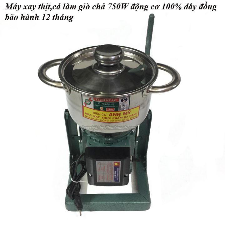 Máy xay thịt nồi 18cm làm giò chả, làm ruốc 750W-tặng lưỡi đánh ruốc tơi, bông