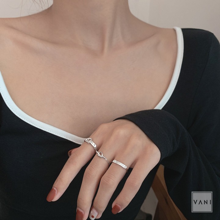 BST Nhẫn Hình Thắt Lưng Trái Tim Thắt Chéo Phong Cách Unisex - Vani Store [TS000445]