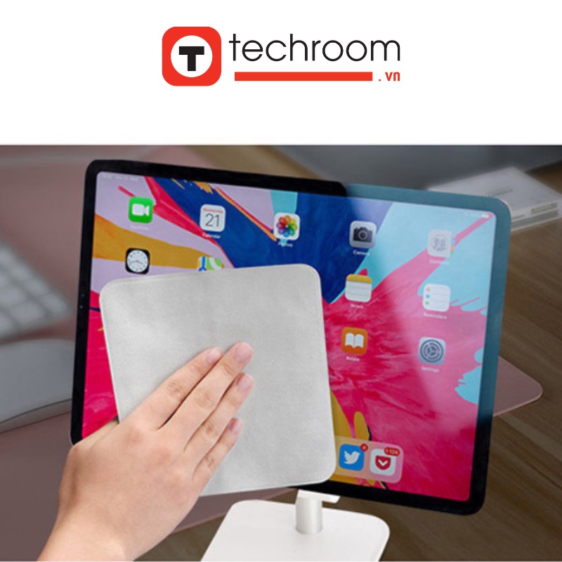 Khăn lau chuyên dụng màn hình máy tính, laptop, macbook, ipad, máy ảnh, sợi nano siêu mịn công nghệ Mỹ - Techroom.vn