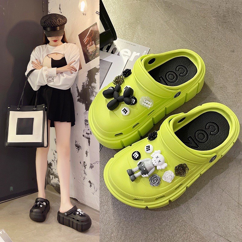 Dép bánh mì Cross, dép sục nữ duet hàn quốc đế 5cm siêu nhẹ kèm Sticker dễ thương hot trend 2022