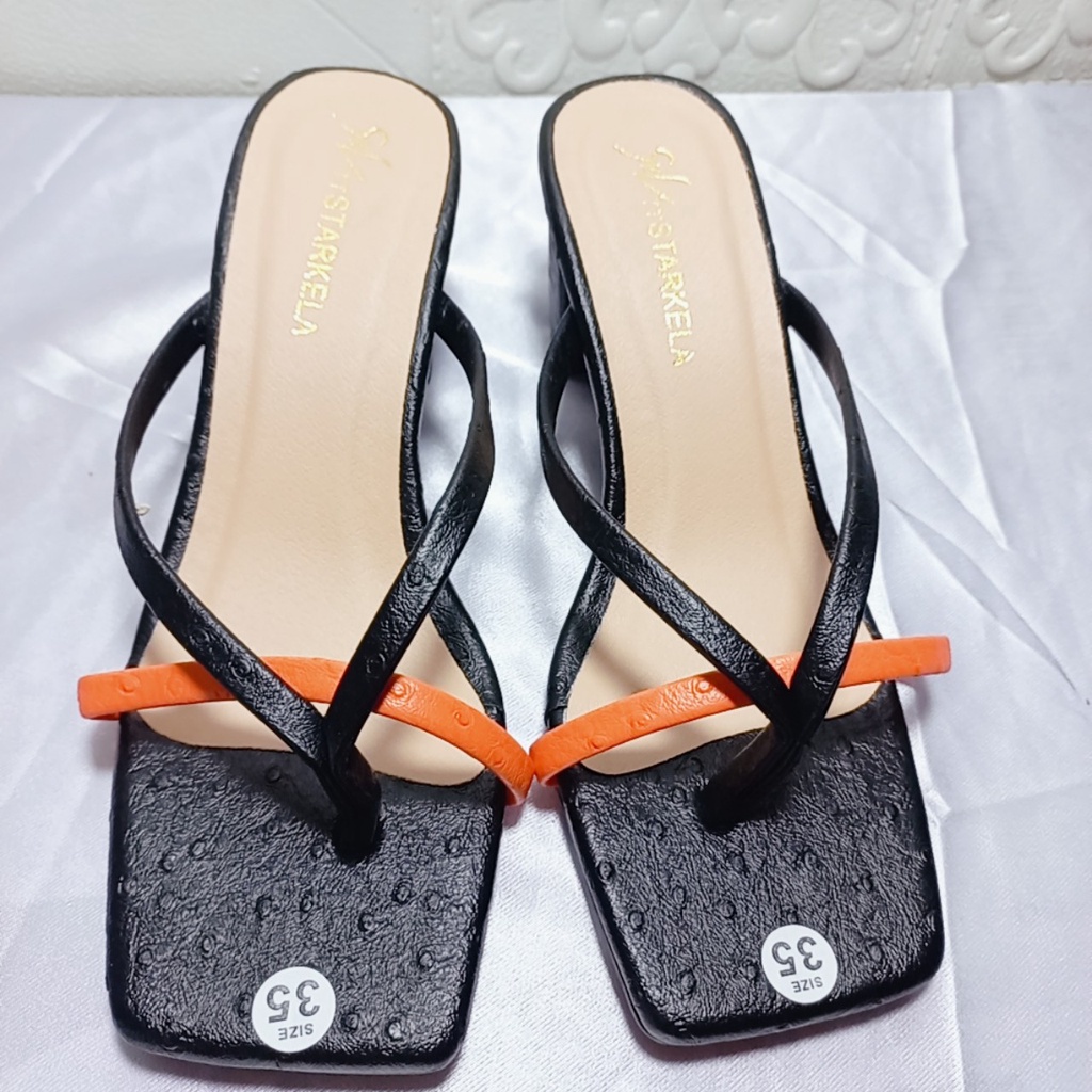 Giày Nữ Guốc Cao Gót Vuông 7 Phân Hở Mũi Kiểu Kẹp Ngón Phối Màu Mẫu Mới Bền Đẹp Sang Chảnh Mã GKN MINHTUYETSHOES