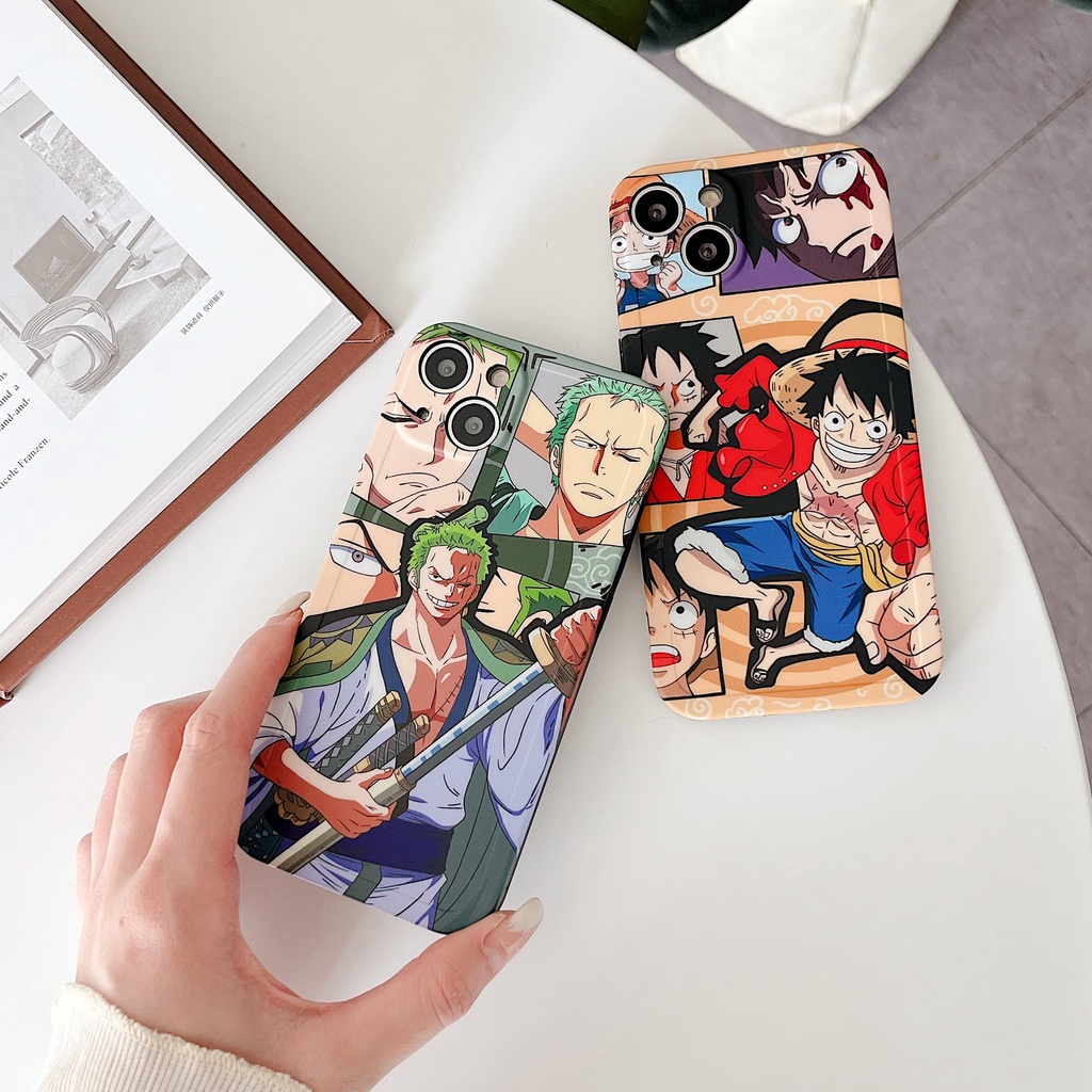 Ốp Điện Thoại Họa Tiết Hoạt Hình Zoro Và Luffy Chống Sốc Cho iPhone 14 / 13 / 12 / 11