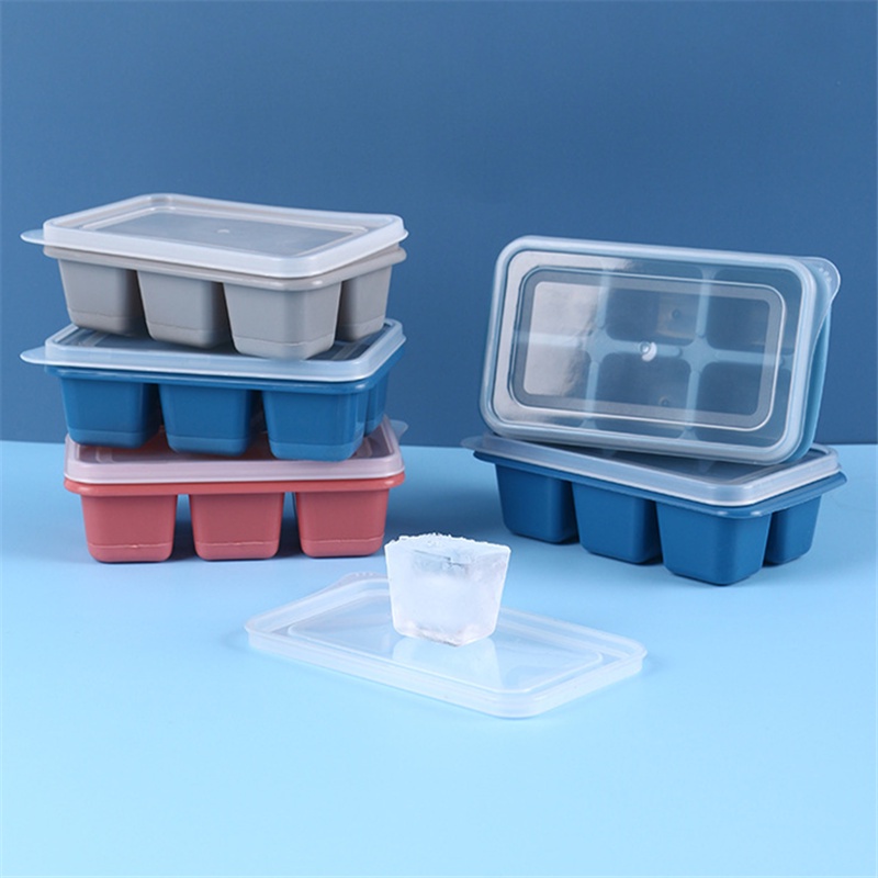 Set 3 Khuôn Silicone Làm Đá Viên Có Nắp Đậy Tiện Lợi