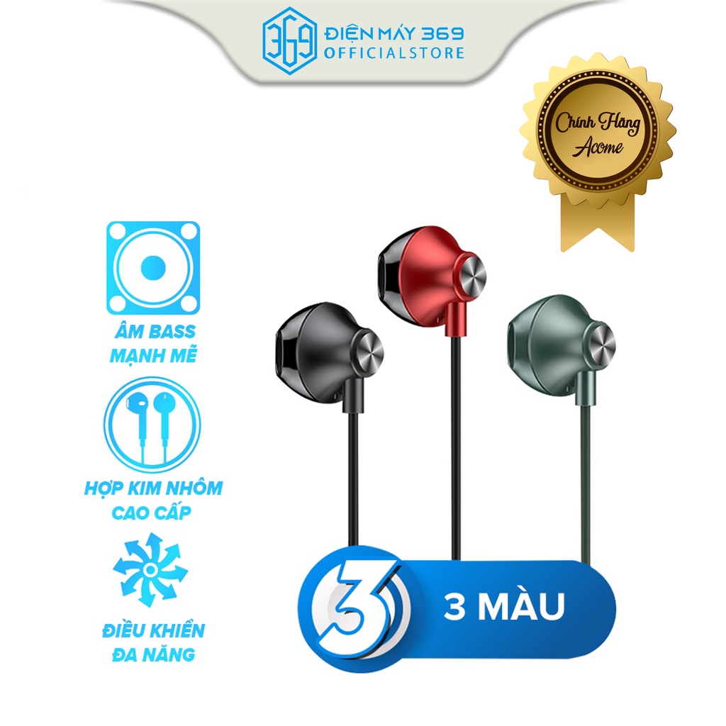 Tai nghe Nhét Tai ACOME AW05 tiếng động HD Cổng kết nối 3.5mm, Âm bass mạnh mẽ, Chất liệu hợp kim nh
