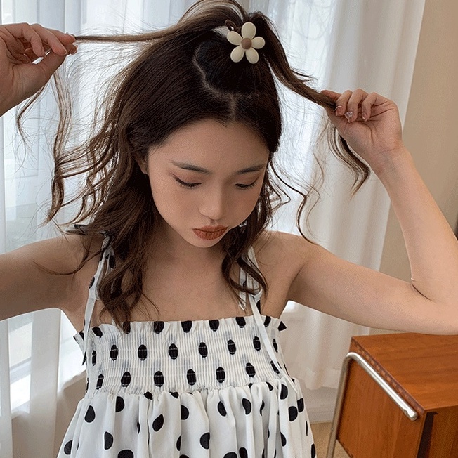 Dây buộc tóc hình gấu / hoa nhỏ màu cà phê thời trang dễ thương