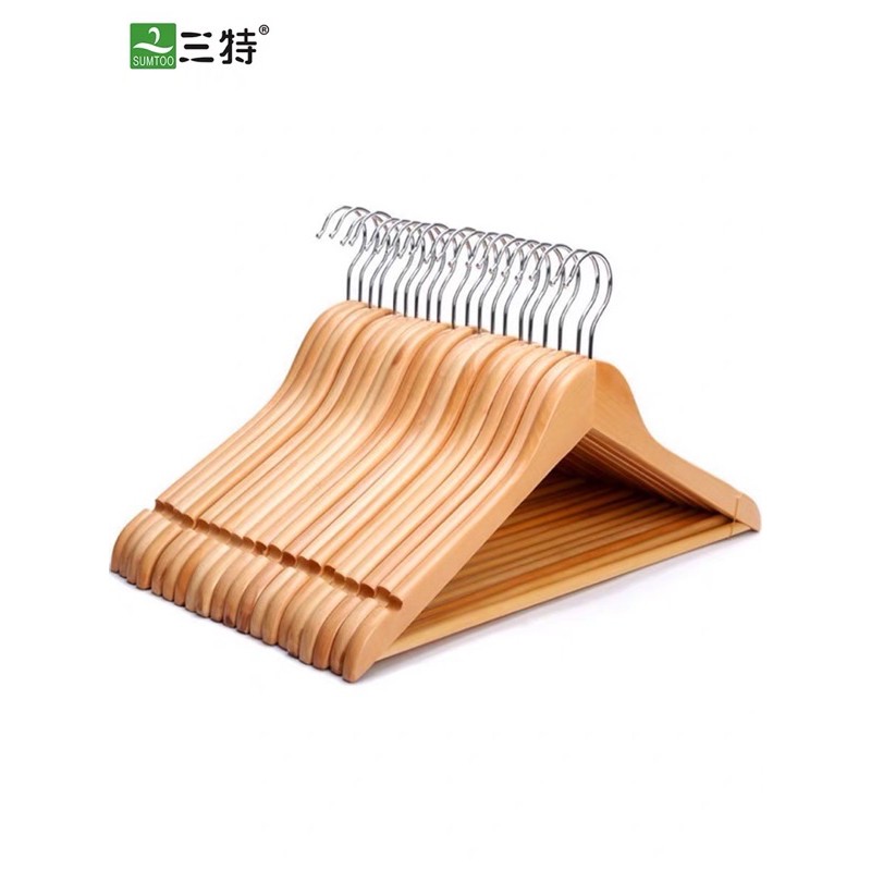 Móc Treo Quần Áo Bằng Gỗ Màu Vàng Hình Tam Giác, Mắc Áo Có Thanh Ngang Giữ Đồ Hàng Loại 1, Dùng Treo Áo Váy Đầm