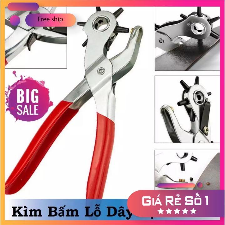 Kìm Bấm Lỗ Dây Nịt Punch.Kìm Bấm Lỗ Thắt Lưng,Dây Da Đa Năng,Siêu Tiện Lợi,Chuyên Dụng Với 6 Kích Cỡ Lỗ 2mm; 2,5mm; 3mm;