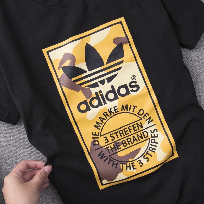 Áo thun addidas hoạ tiết- áo phông 2 màu đen trắng