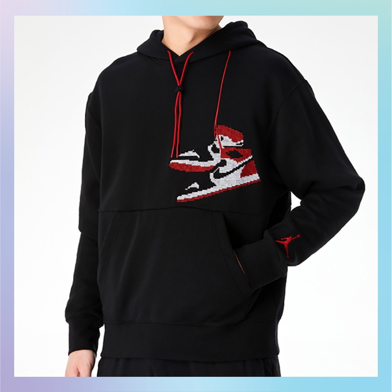 Áo hoodie tay dài màu đen in logo đội bóng rổ NIKE AIR JORDAN CT3458-010 cho nam